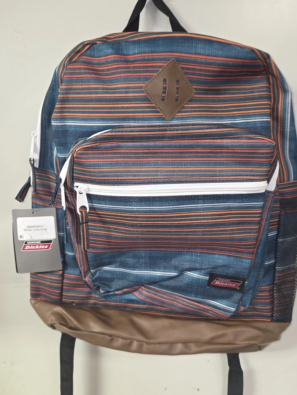 Dickies Striped Blue Backpack with Brown Base